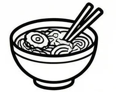 a bowl of noodles with chops and chops.webp